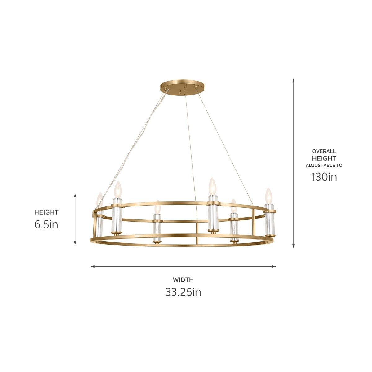 Rosalind 33 in. 6 Lights Chandelier Brushed Brass finish - Bees Lighting