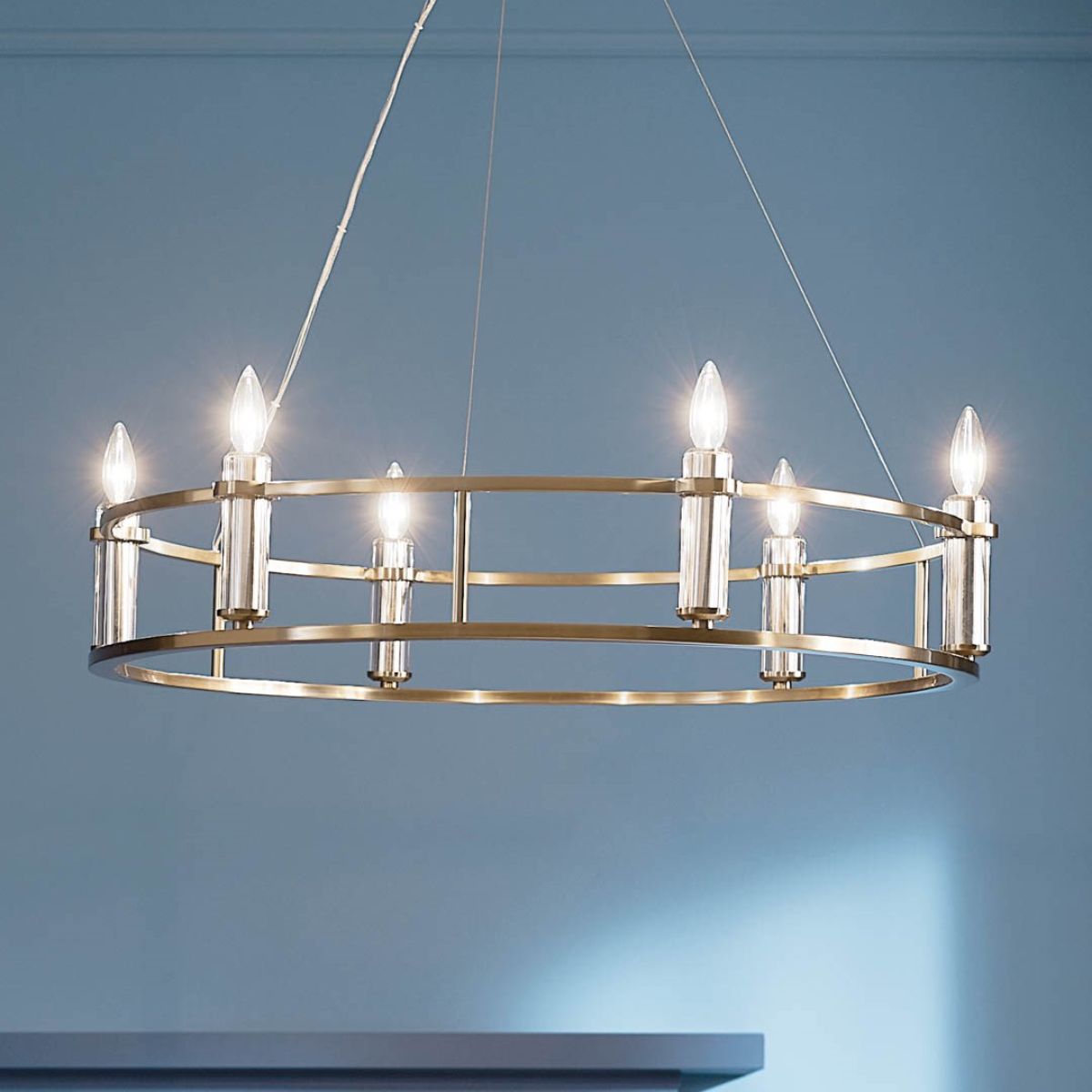 Rosalind 33 in. 6 Lights Chandelier Brushed Brass finish - Bees Lighting