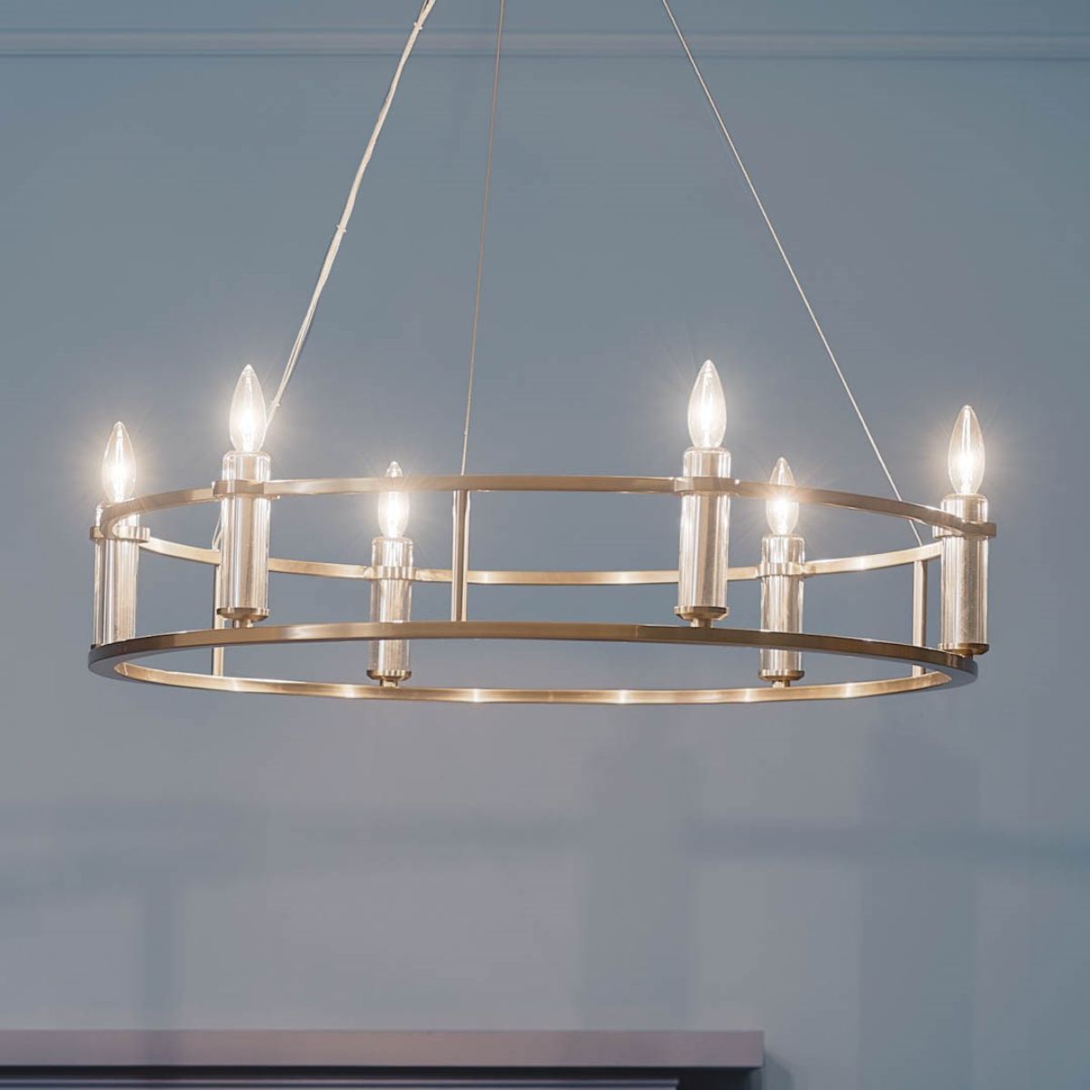 Rosalind 33 in. 6 Lights Chandelier Brushed Brass finish - Bees Lighting