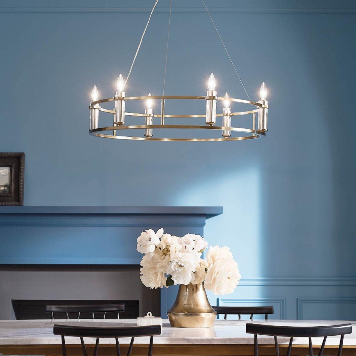 Rosalind 33 in. 6 Lights Chandelier Brushed Brass finish - Bees Lighting