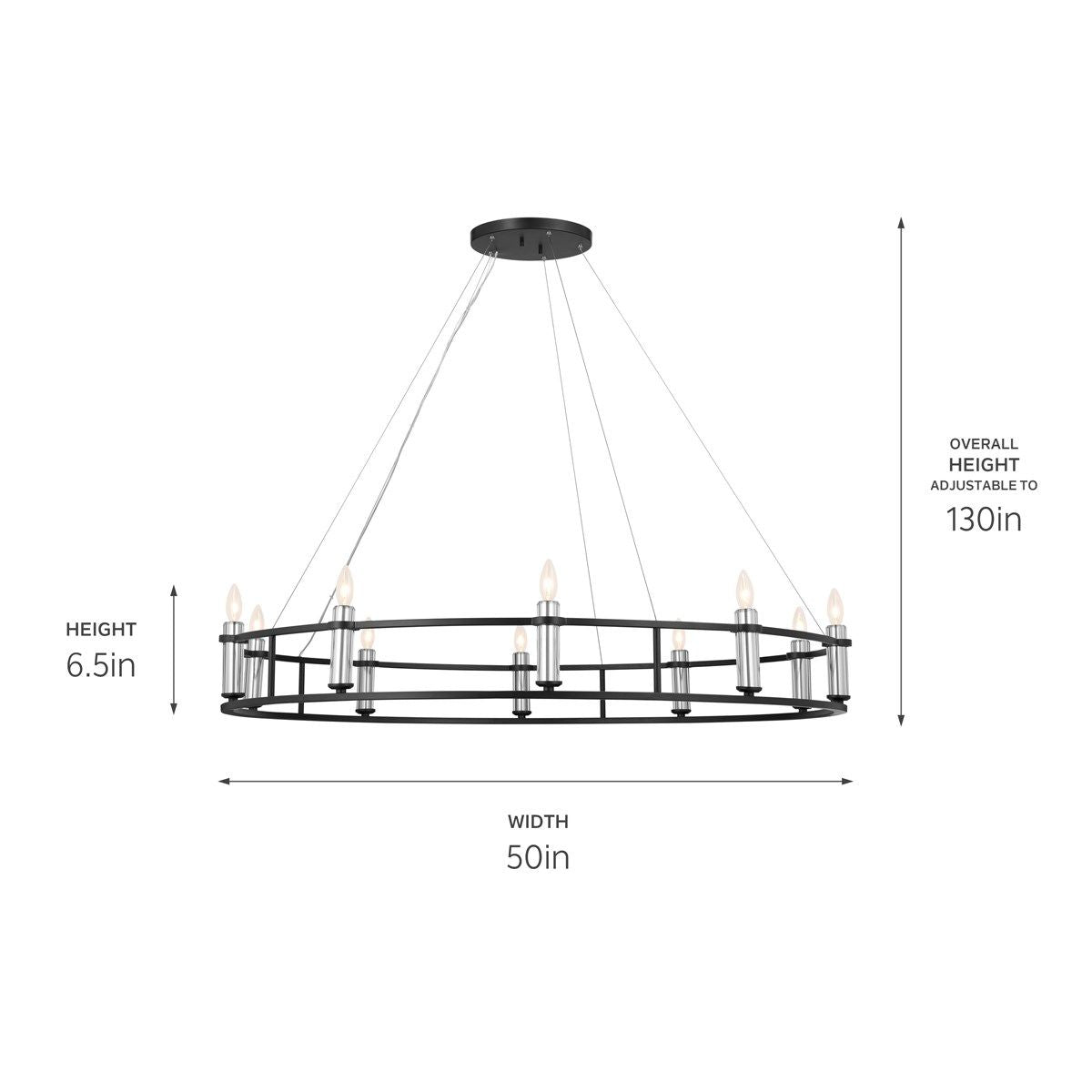 Rosalind 50 in. 10 Lights Chandelier Black finish - Bees Lighting