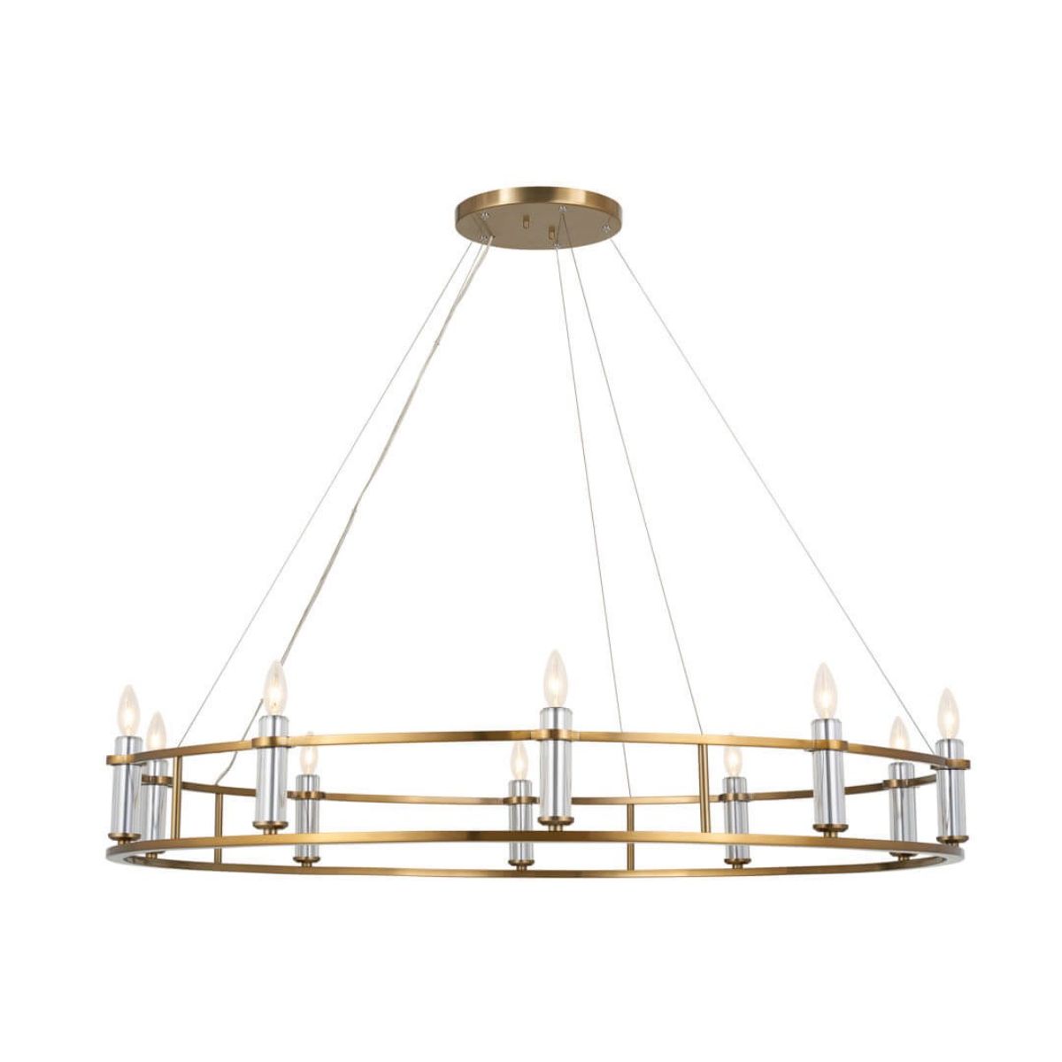 Rosalind 50 in. 10 Lights Chandelier Brushed Brass finish - Bees Lighting