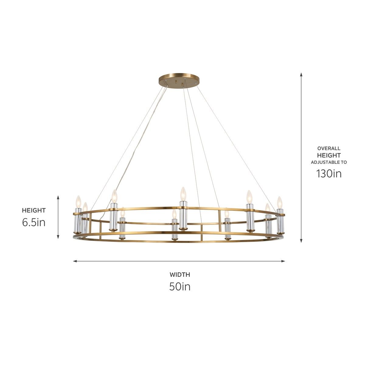 Rosalind 50 in. 10 Lights Chandelier Brushed Brass finish - Bees Lighting