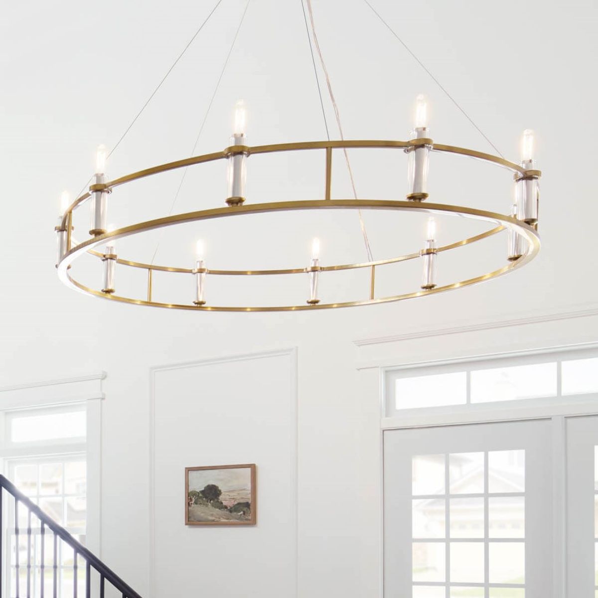 Rosalind 50 in. 10 Lights Chandelier Brushed Brass finish - Bees Lighting