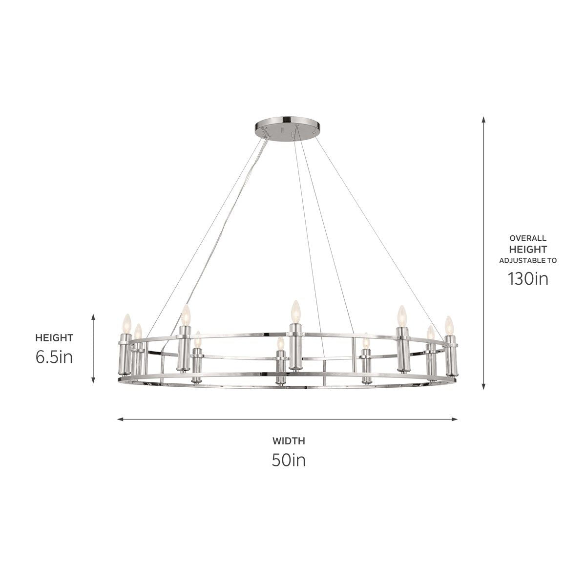 Rosalind 50 in. 10 Lights Chandelier Polished Nickel finish - Bees Lighting