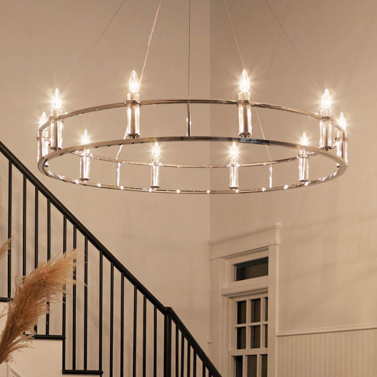 Rosalind 50 in. 10 Lights Chandelier Polished Nickel finish - Bees Lighting