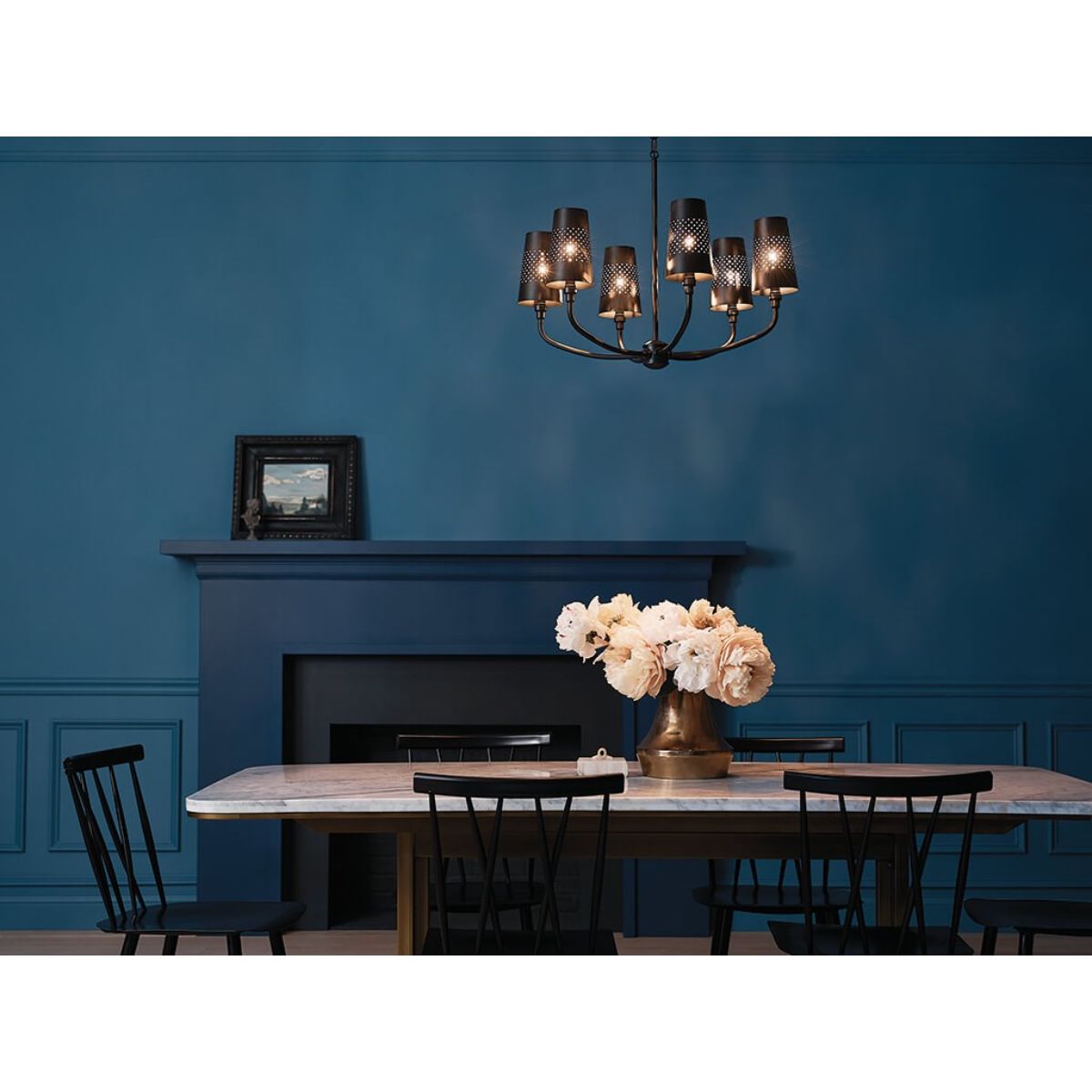 Adeena 27 in. 6 Lights Chandelier Black finish - Bees Lighting