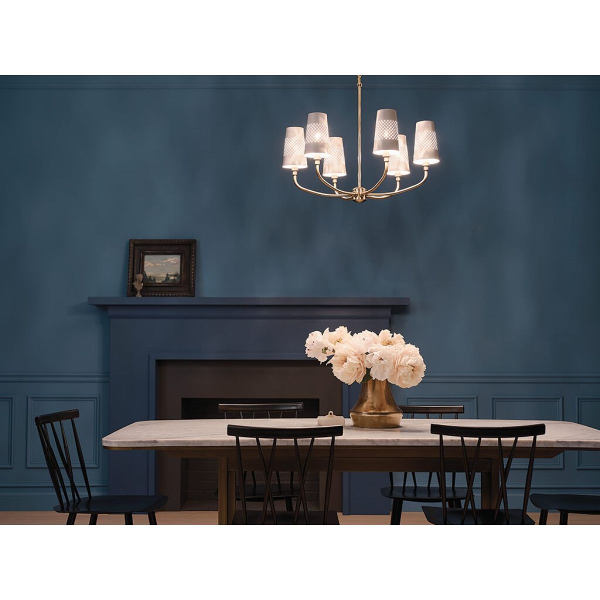Adeena 27 in. 6 Lights Chandelier Brushed Brass finish - Bees Lighting
