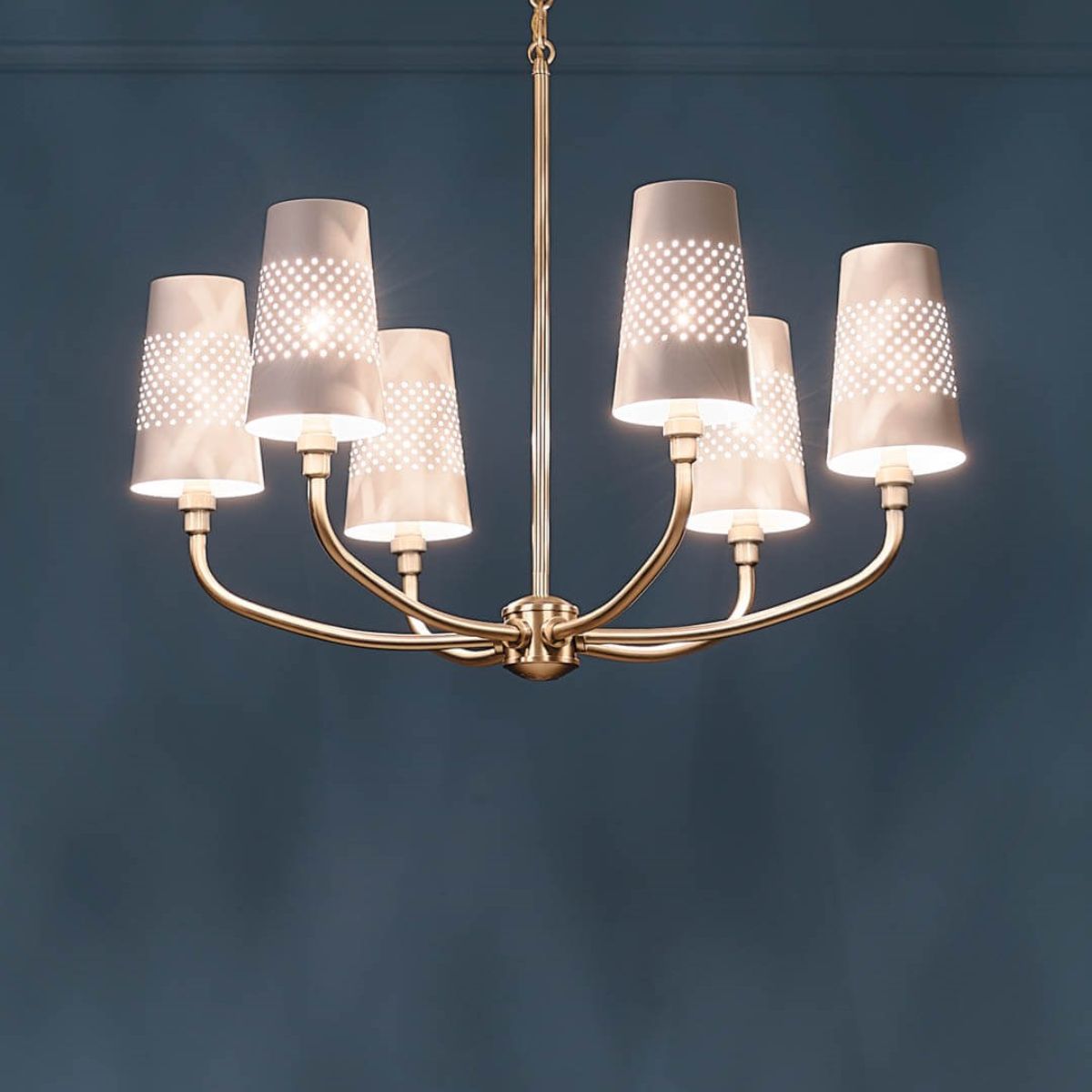 Adeena 27 in. 6 Lights Chandelier Brushed Brass finish - Bees Lighting