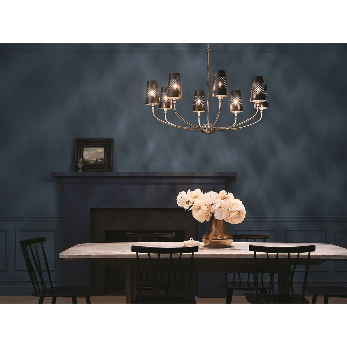 Adeena 37 in. 8 Lights Chandelier Pewter finish - Bees Lighting