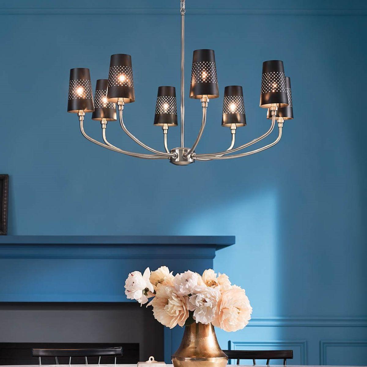 Adeena 37 in. 8 Lights Chandelier Pewter finish - Bees Lighting