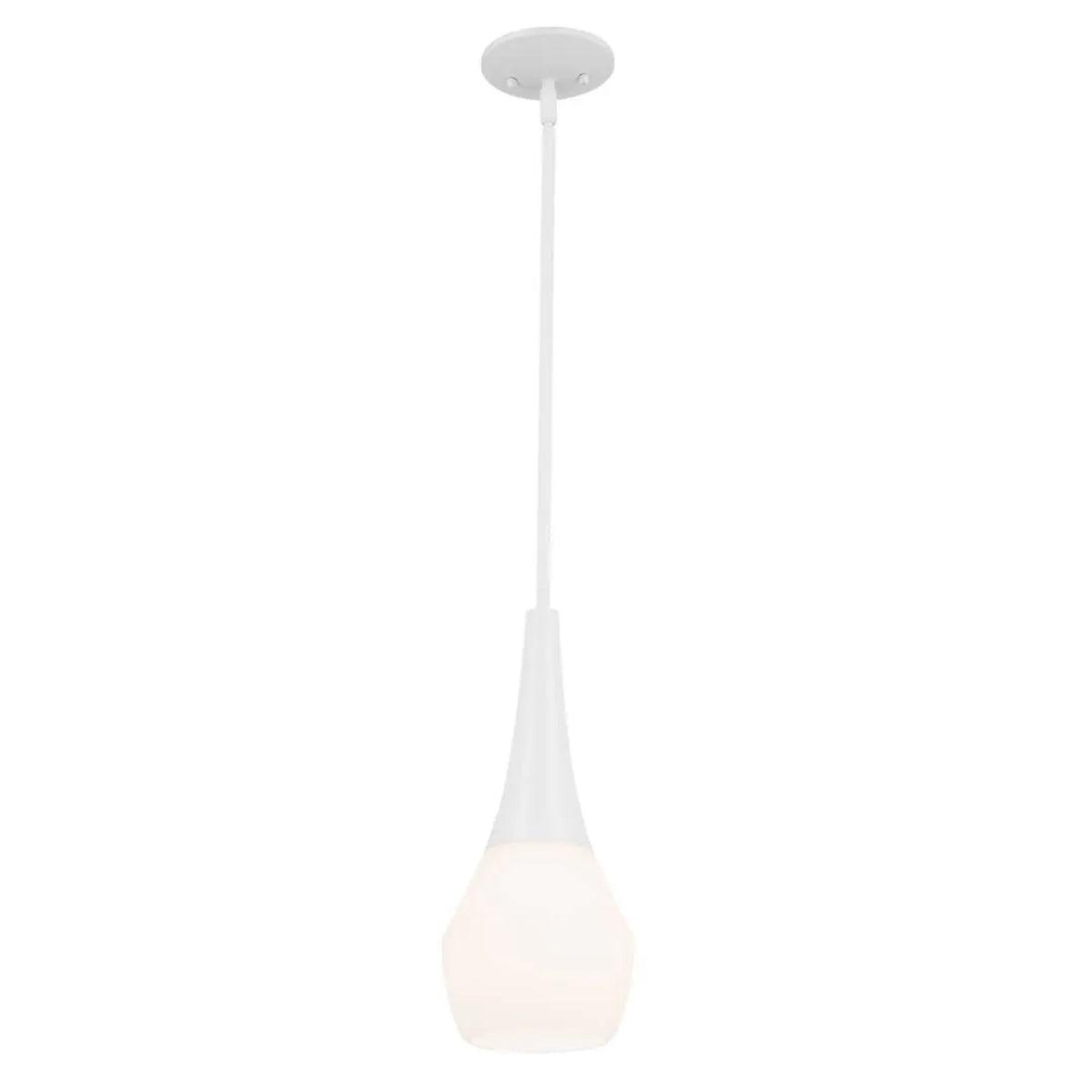 Deela 17" 1-Light Pendant Light with Satin Etched Cased Opal Glass, White Finish - Bees Lighting