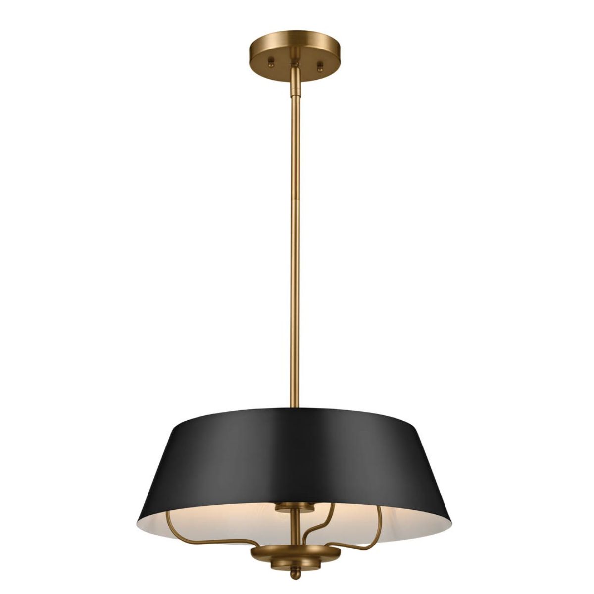 Luella 16 in. 3 Lights Convertible Pendant/Semi Flush Mount Light Black finish - Bees Lighting