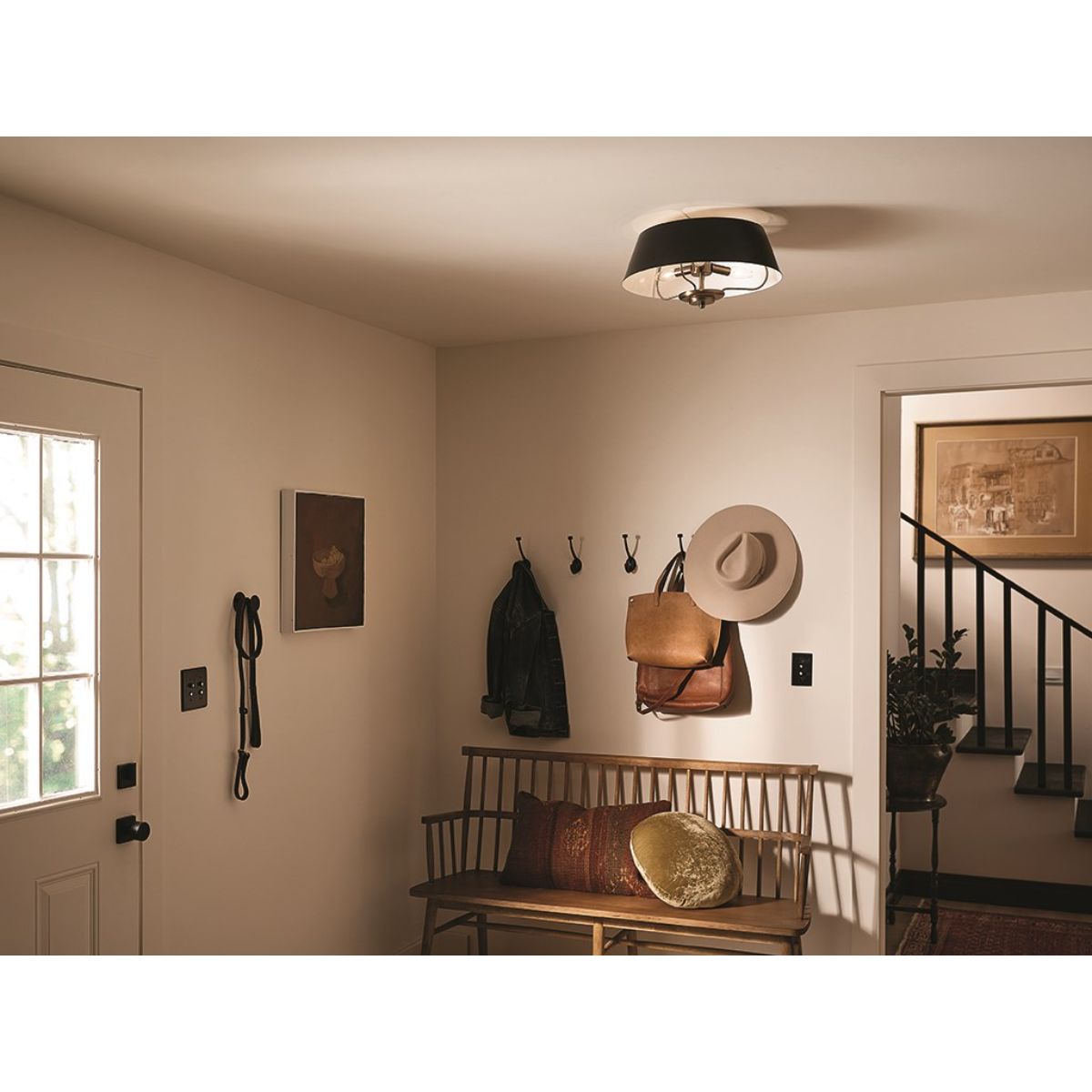 Luella 16 in. 3 Lights Convertible Pendant/Semi Flush Mount Light Black finish - Bees Lighting