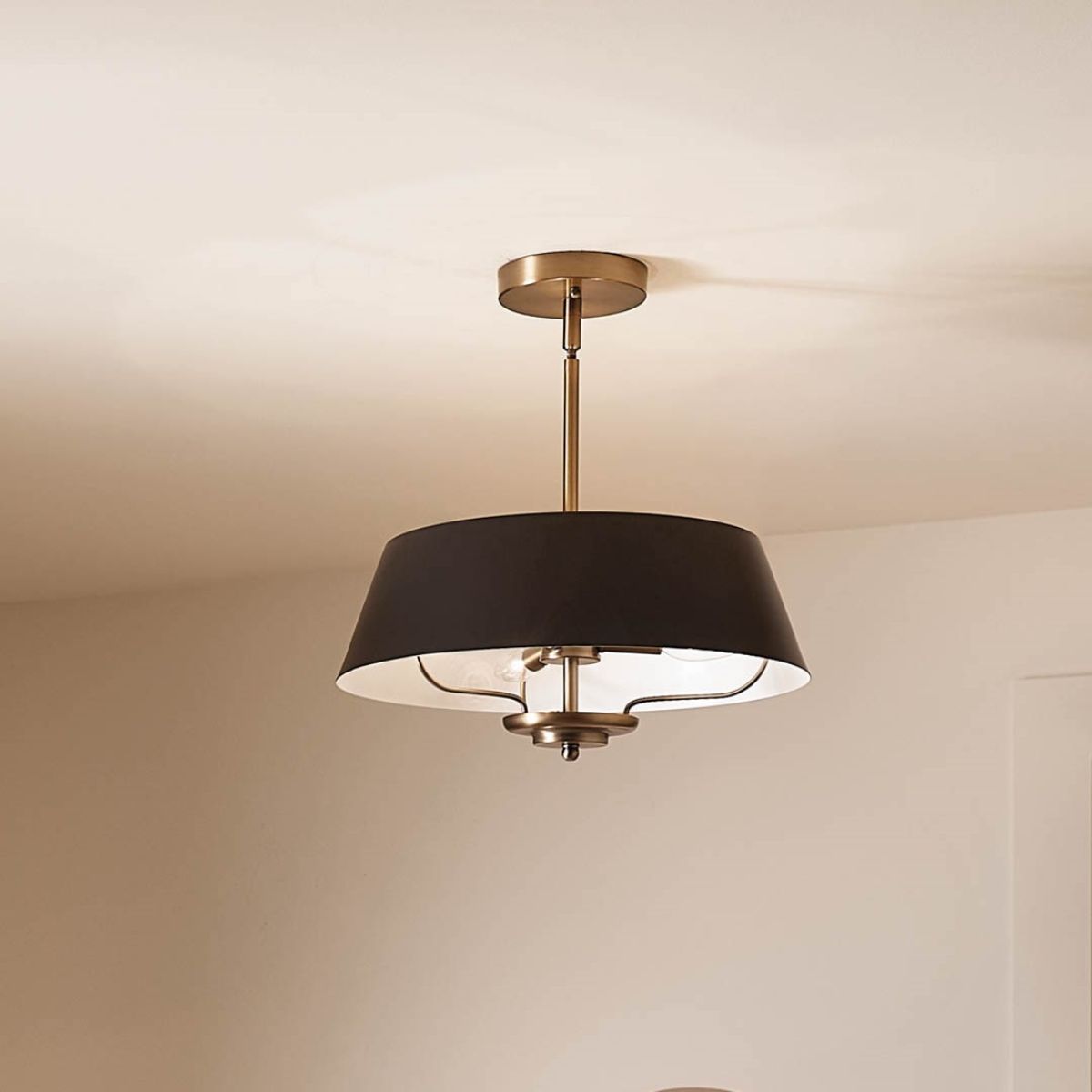 Luella 16 in. 3 Lights Convertible Pendant/Semi Flush Mount Light Black finish - Bees Lighting