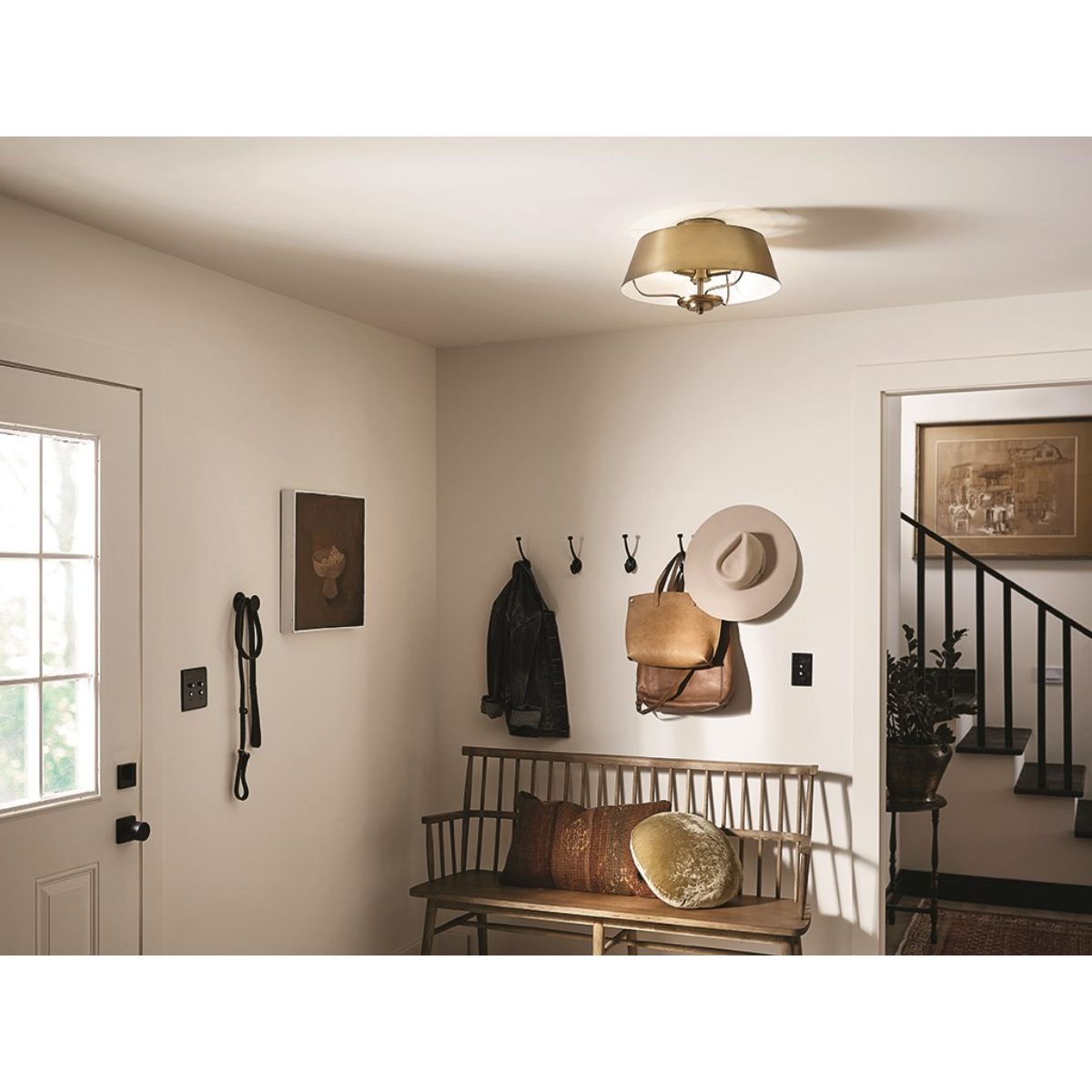 Luella 16 in. 3 Lights Convertible Pendant/Semi Flush Mount Light Brushed Brass finish - Bees Lighting