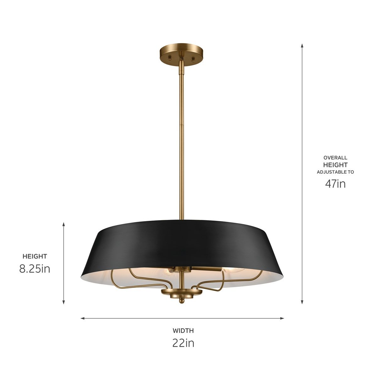 Luella 22 in. 4 Lights Convertible Pendant/Semi Flush Mount Light Black finish - Bees Lighting