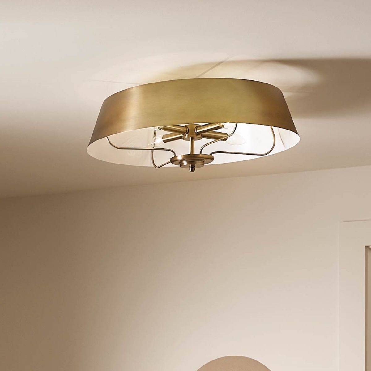 Luella 22 in. 4 Lights Convertible Pendant/Semi Flush Mount Light Brushed Brass finish - Bees Lighting