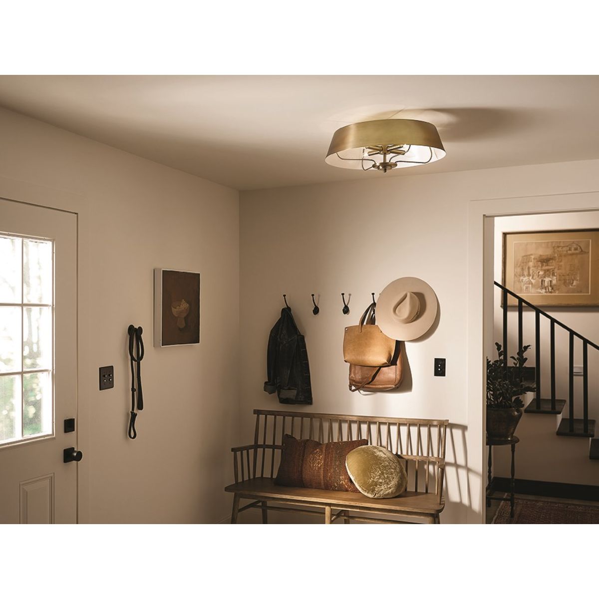 Luella 22 in. 4 Lights Convertible Pendant/Semi Flush Mount Light Brushed Brass finish - Bees Lighting