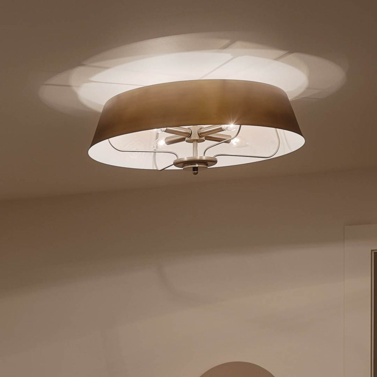 Luella 22 in. 4 Lights Convertible Pendant/Semi Flush Mount Light Brushed Brass finish - Bees Lighting