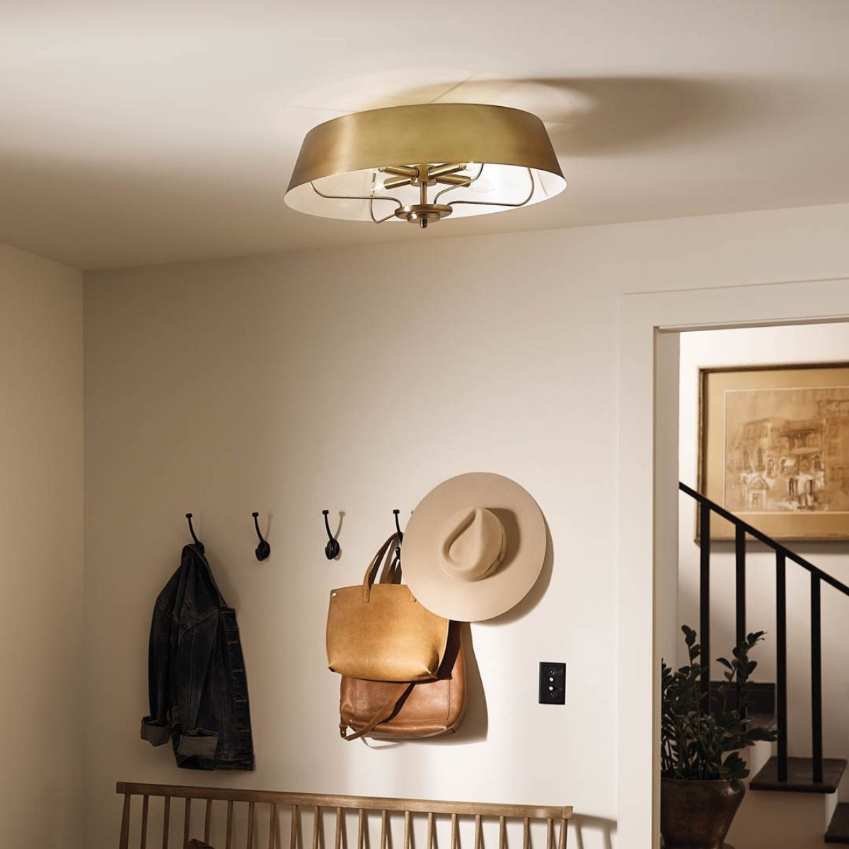 Luella 22 in. 4 Lights Convertible Pendant/Semi Flush Mount Light Brushed Brass finish - Bees Lighting