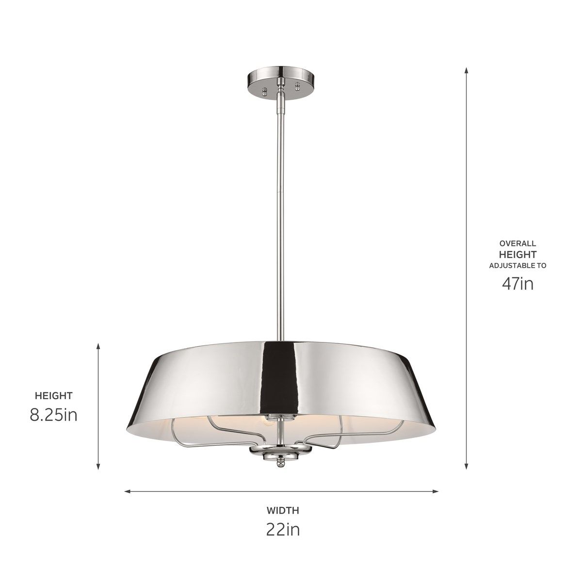 Luella 22 in. 4 Lights Convertible Pendant/Semi Flush Mount Light Polished Nickel finish - Bees Lighting
