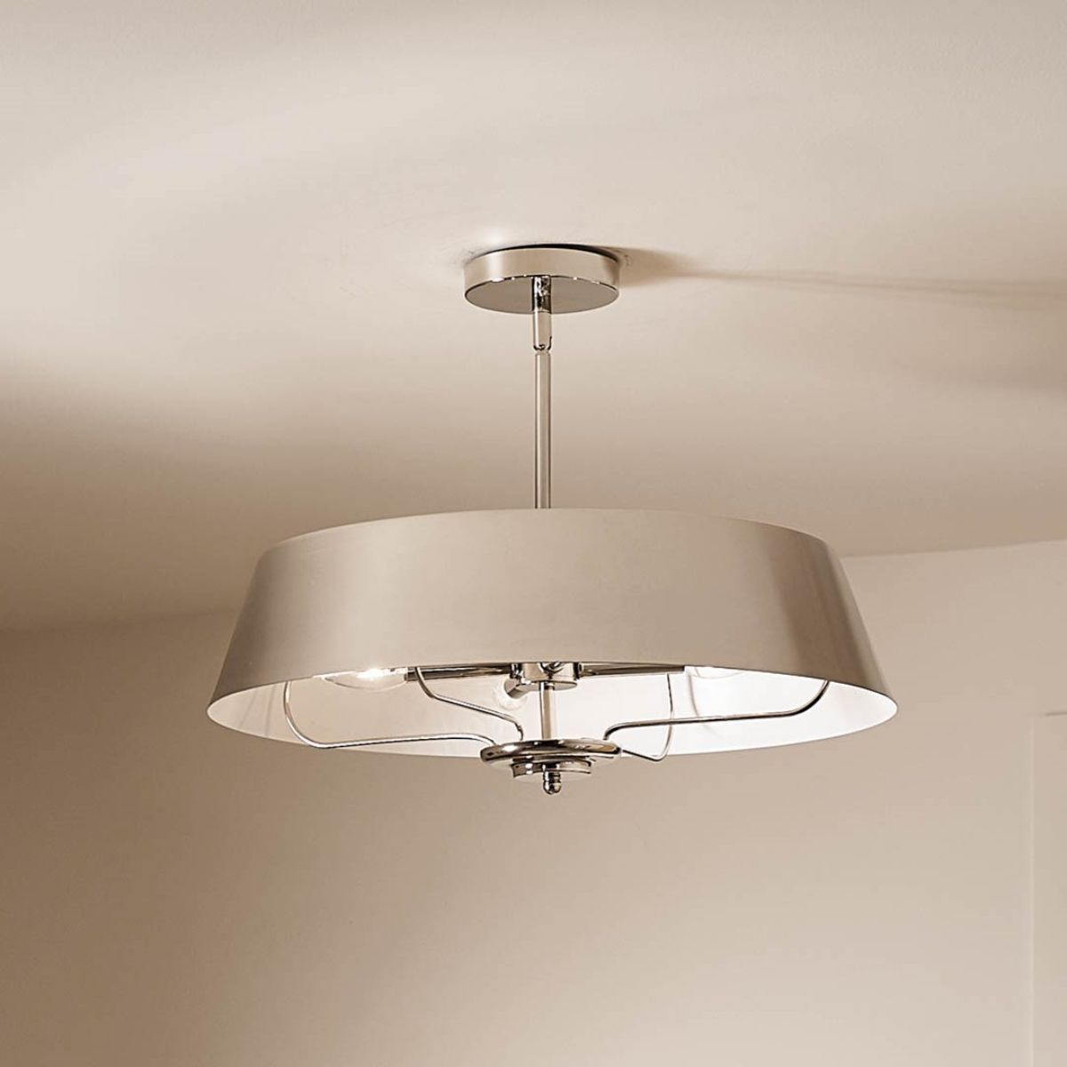 Luella 22 in. 4 Lights Convertible Pendant/Semi Flush Mount Light Polished Nickel finish - Bees Lighting
