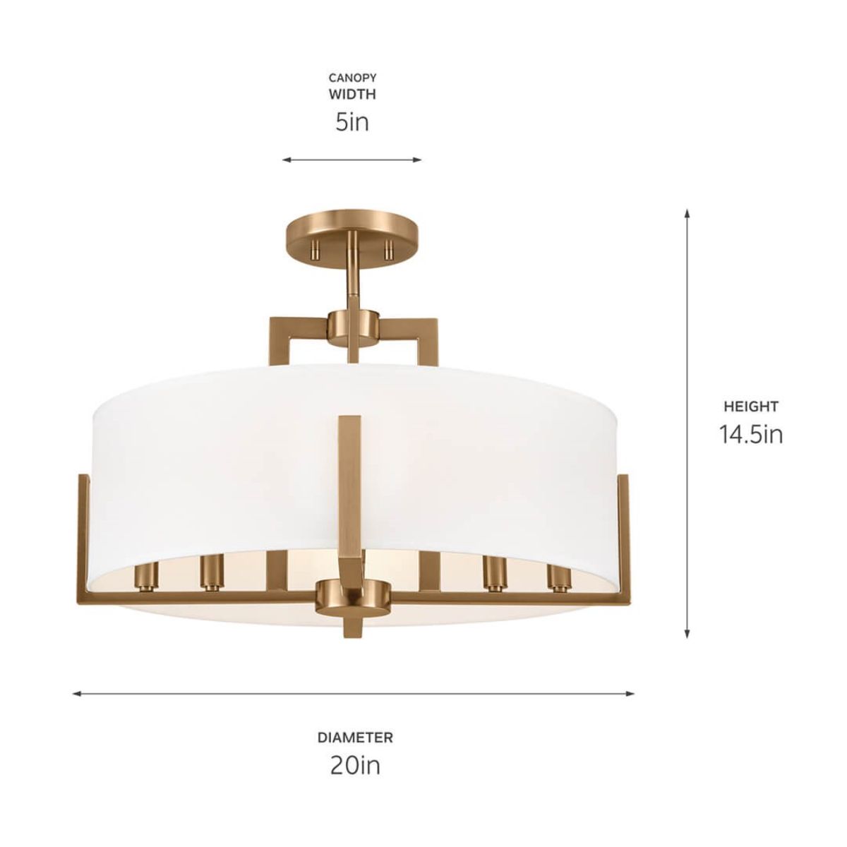 Malen 20 in. 8 Lights Semi-flush Mount Light Champagne Bronze Finish - Bees Lighting