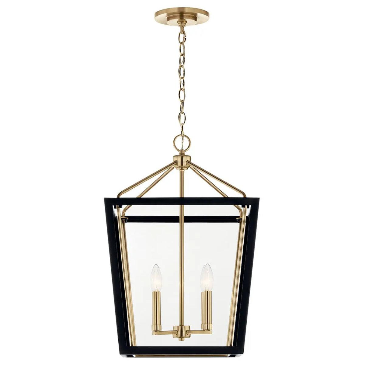 Delvin 24" 4-Light Pendant Light with Clear Glass, Black and champagne bronze Finish - Bees Lighting