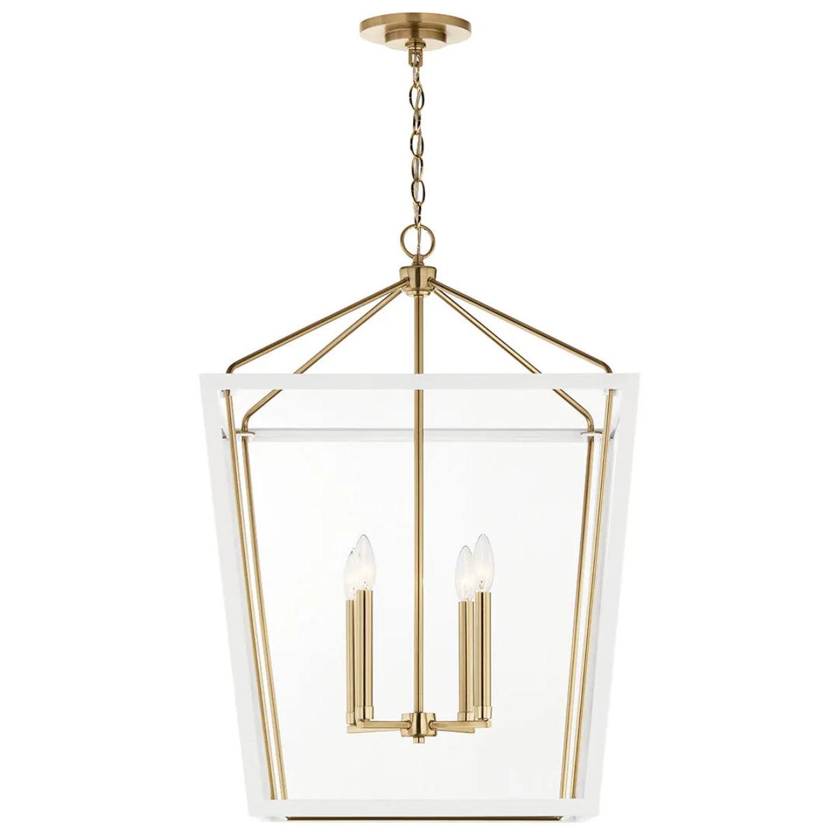 Delvin 32" 4-Light Pendant Light with Clear Glass, White and champagne bronze Finish - Bees Lighting