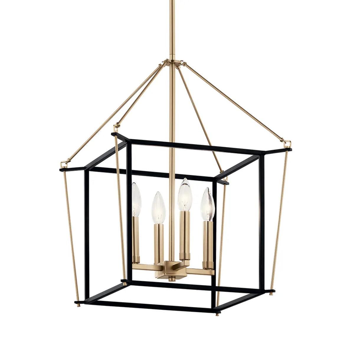 Eisley 21" 4-Light Pendant Light, Black and Champagne Bronze Finish - Bees Lighting