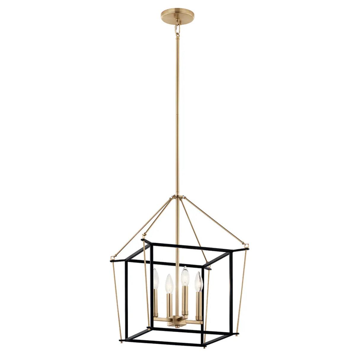 Eisley 21" 4-Light Pendant Light, Black and Champagne Bronze Finish - Bees Lighting