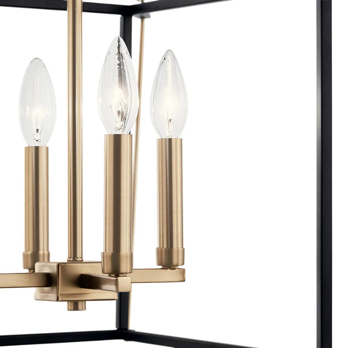 Eisley 21" 4-Light Pendant Light, Black and Champagne Bronze Finish - Bees Lighting