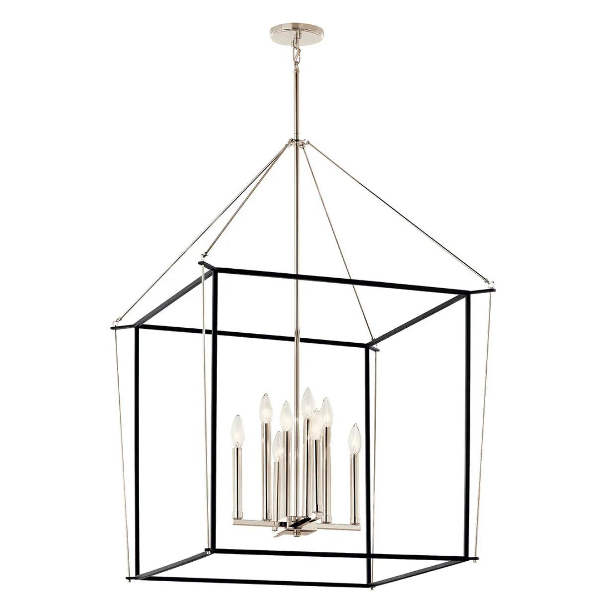 Eisley 40" 8-Light Pendant Light, Black and Polished Nickel Finish - Bees Lighting