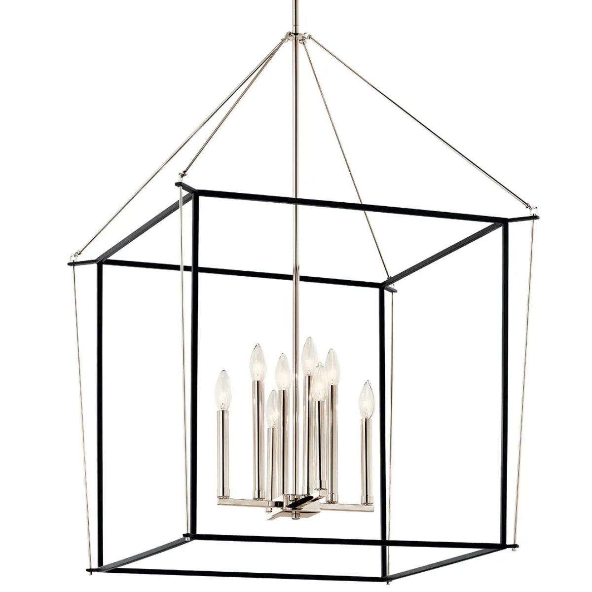 Eisley 40" 8-Light Pendant Light, Black and Polished Nickel Finish - Bees Lighting