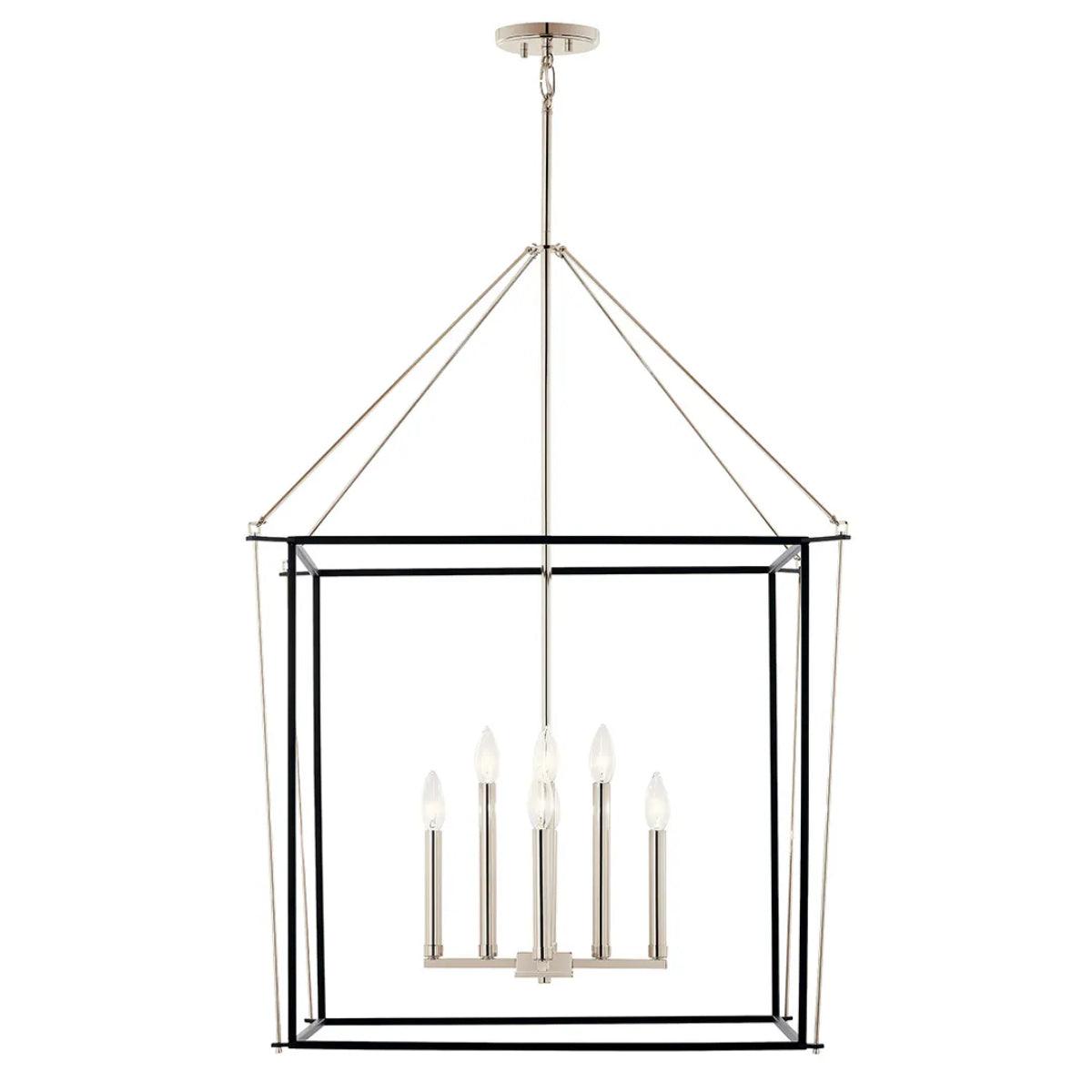 Eisley 40" 8-Light Pendant Light, Black and Polished Nickel Finish - Bees Lighting