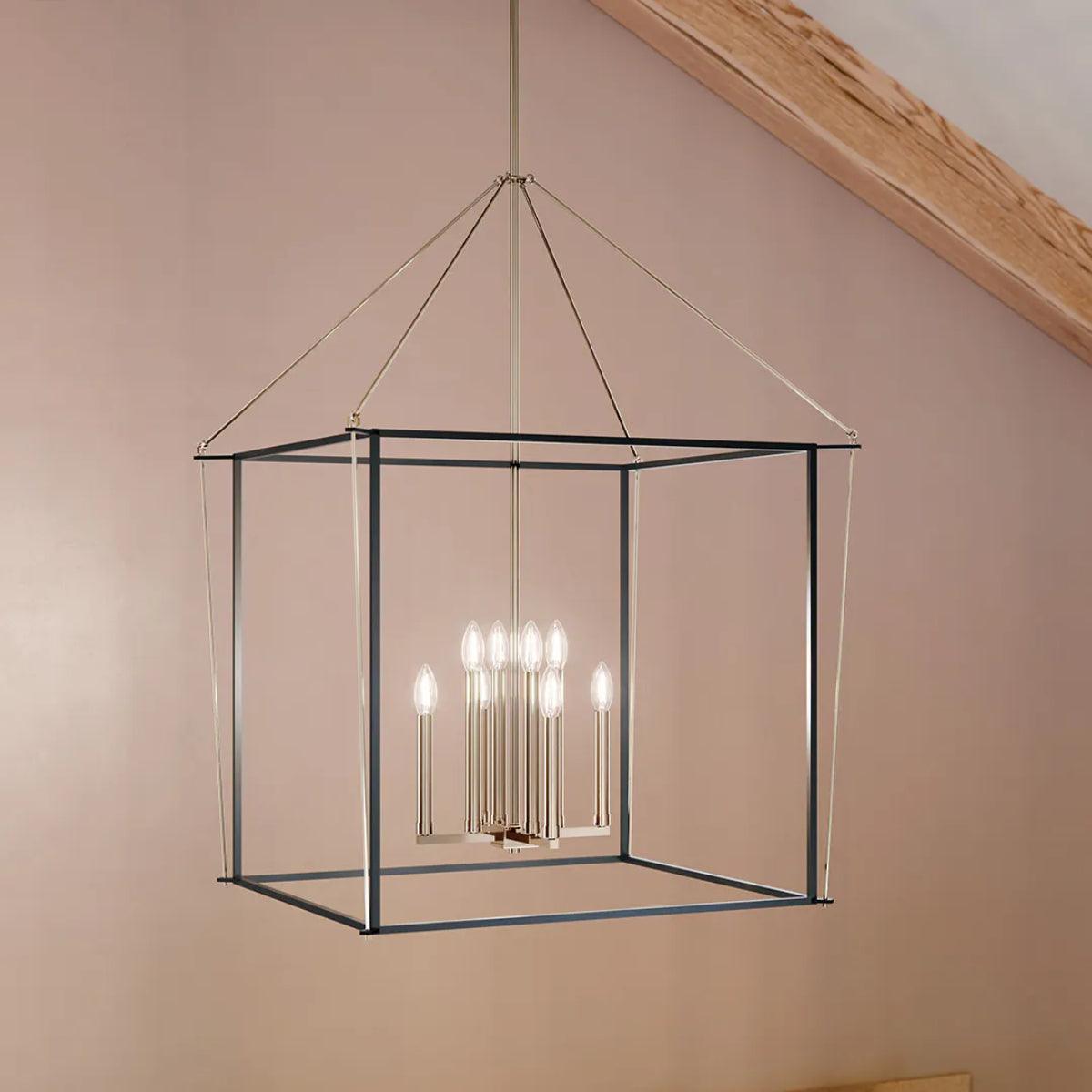 Eisley 40" 8-Light Pendant Light, Black and Polished Nickel Finish - Bees Lighting