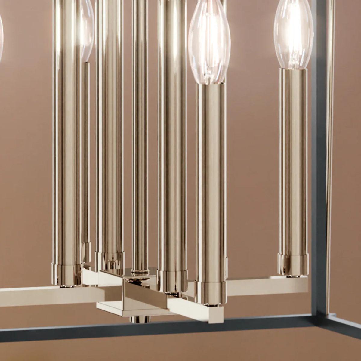 Eisley 40" 8-Light Pendant Light, Black and Polished Nickel Finish - Bees Lighting