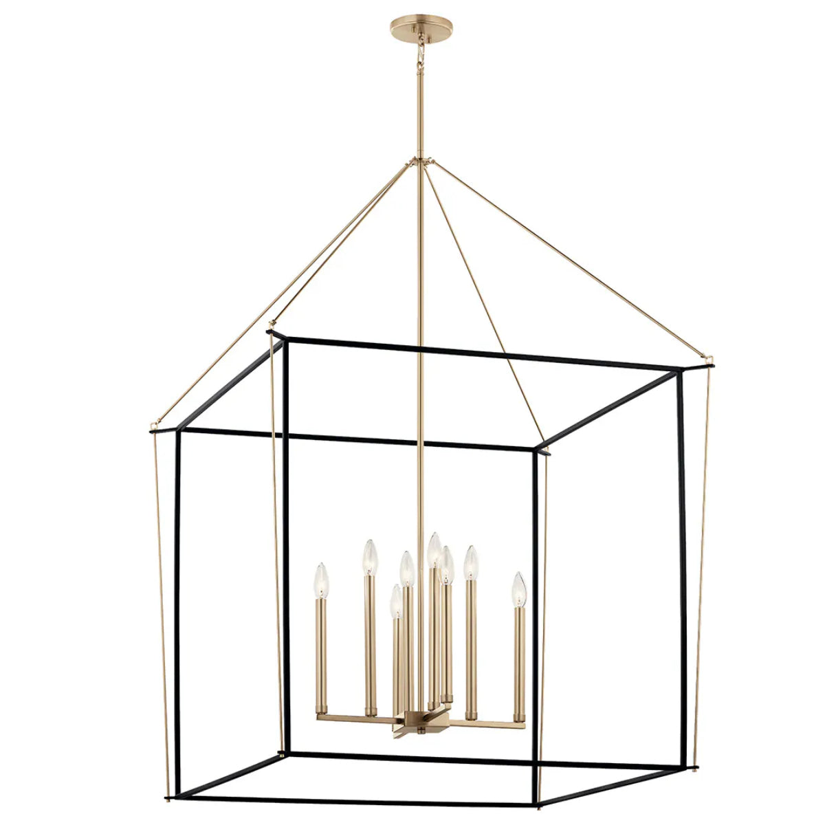 Eisley 50" 8-Light Pendant Light 2-tier, Black and Champagne Bronze Finish - Bees Lighting