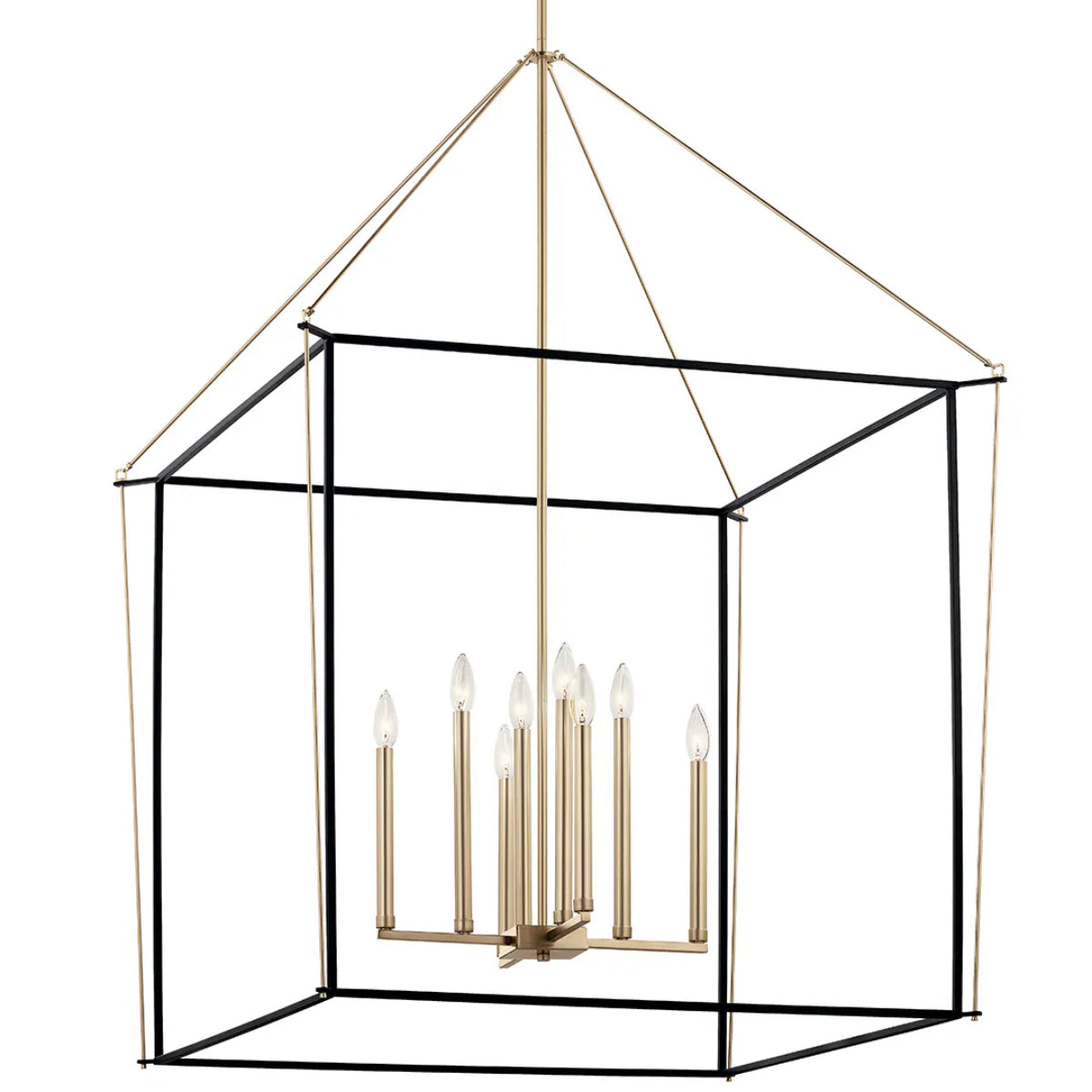 Eisley 50" 8-Light Pendant Light, Black and Champagne Bronze Finish - Bees Lighting