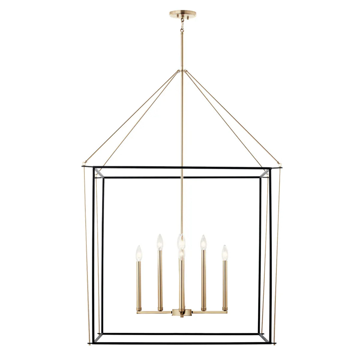 Eisley 50" 8-Light Pendant Light, Black and Champagne Bronze Finish - Bees Lighting