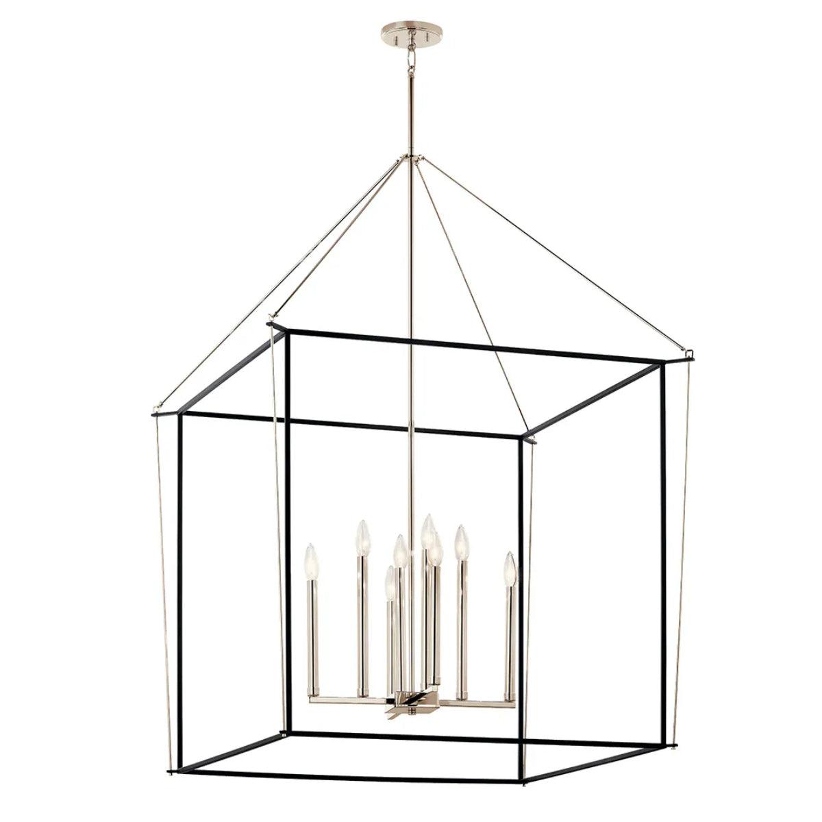 Eisley 50" 8-Light Pendant Light 2-tier, Black and Polished Nickel Finish - Bees Lighting