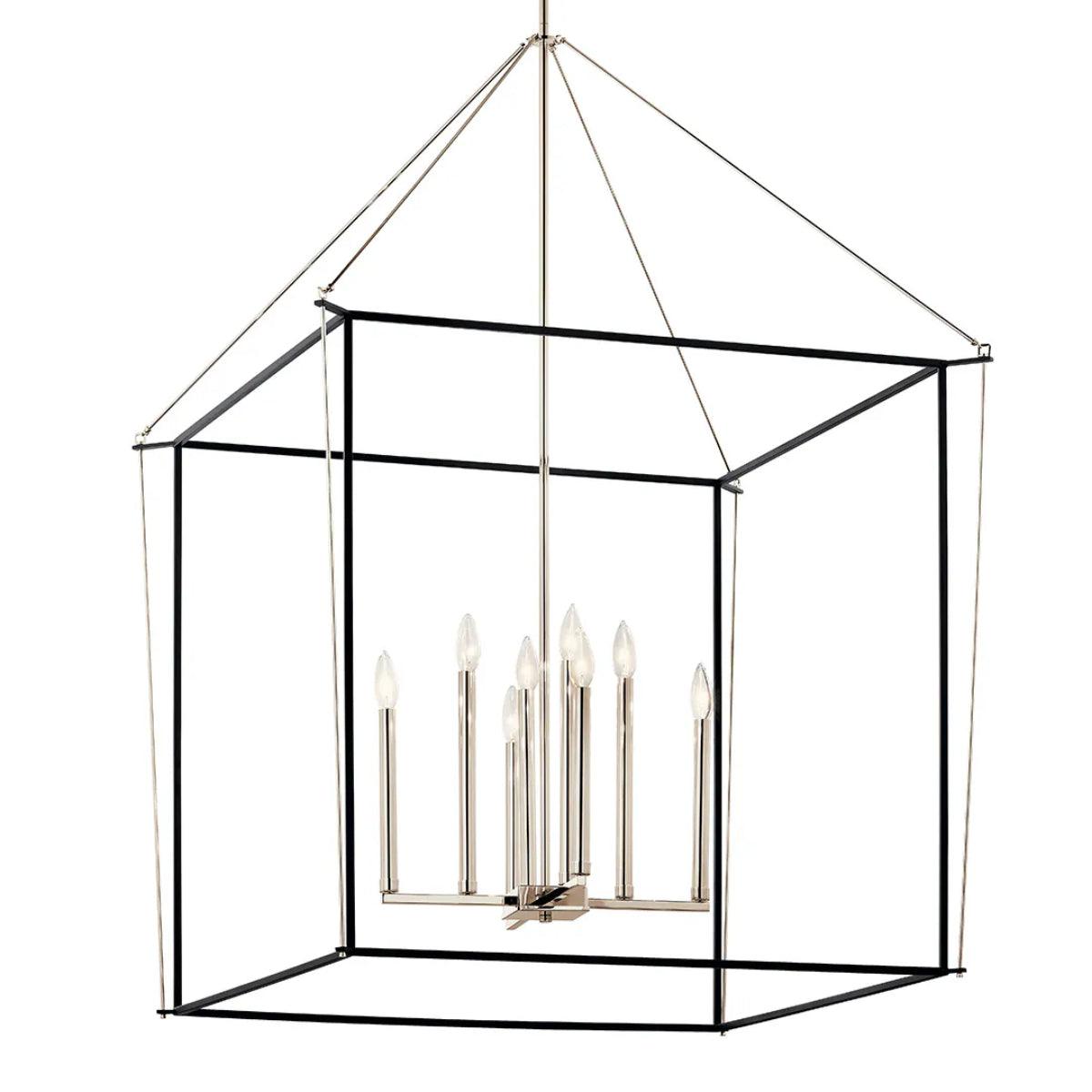 Eisley 50" 8-Light Pendant Light, Black and Polished Nickel Finish - Bees Lighting