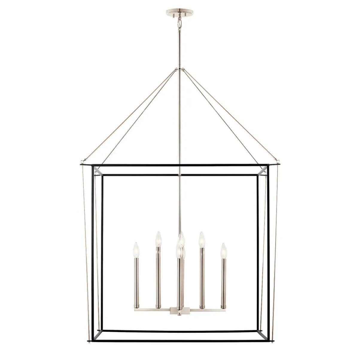 Eisley 50" 8-Light Pendant Light, Black and Polished Nickel Finish - Bees Lighting