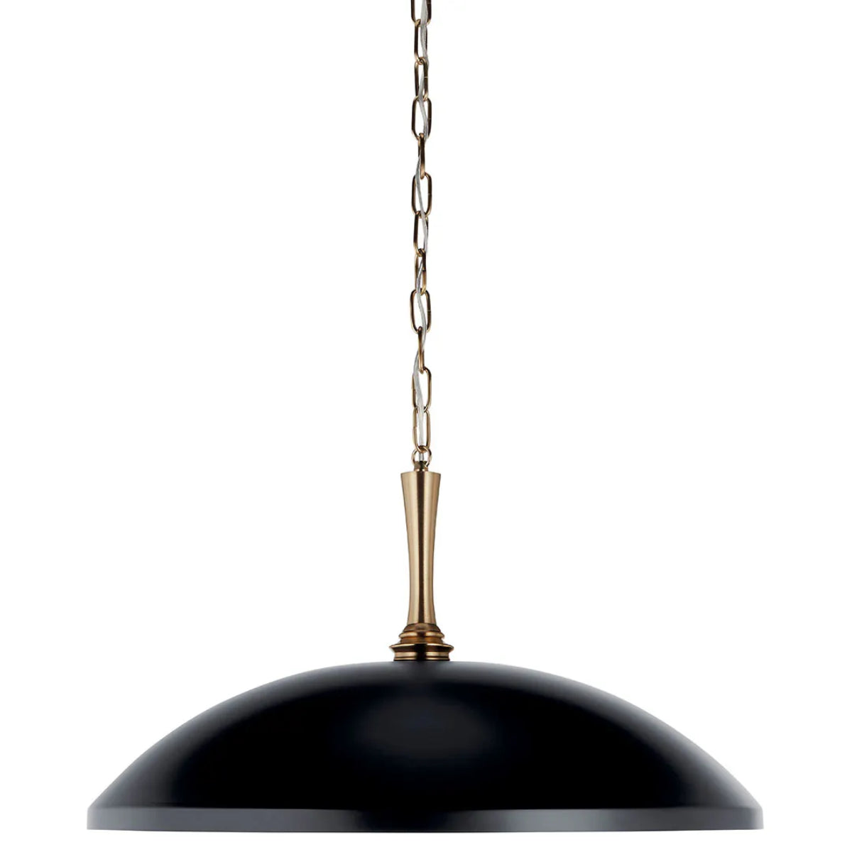 Delarosa 24" 1-Light Pendant Light with Metal Dome Shade, Black and Champagne Bronze Finish - Bees Lighting