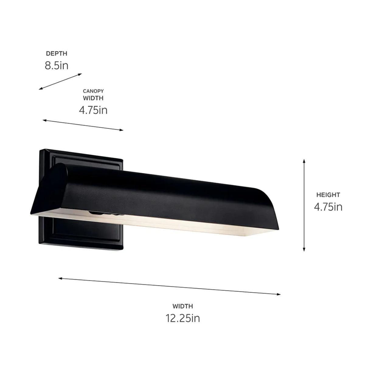 Carston 12" 1-Light Picture Light, Black Finish - Bees Lighting