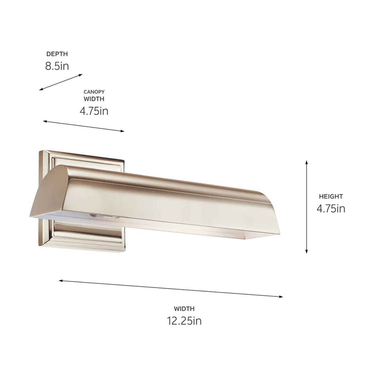 Carston 12" 1-Light Picture Light, Polished Nickel Finish - Bees Lighting