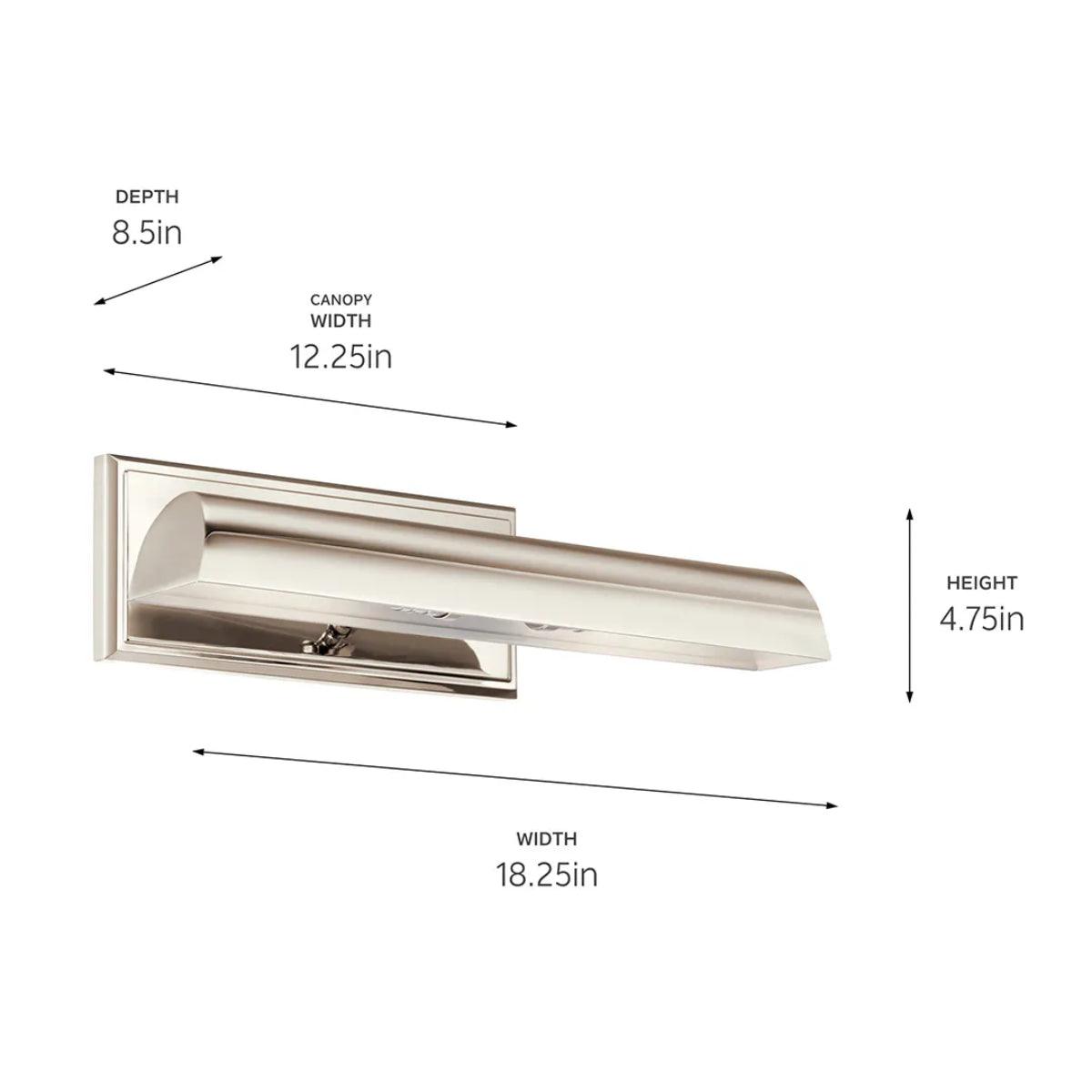 Carston 18" 2-Lights Picture Light, Polished Nickel Finish - Bees Lighting