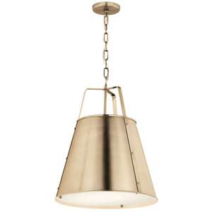Etcher 23" 2-Light Pendant Light with Clear Satin Etched and Painted White Inside Glass, Champagne Bronze Finish - Bees Lighting