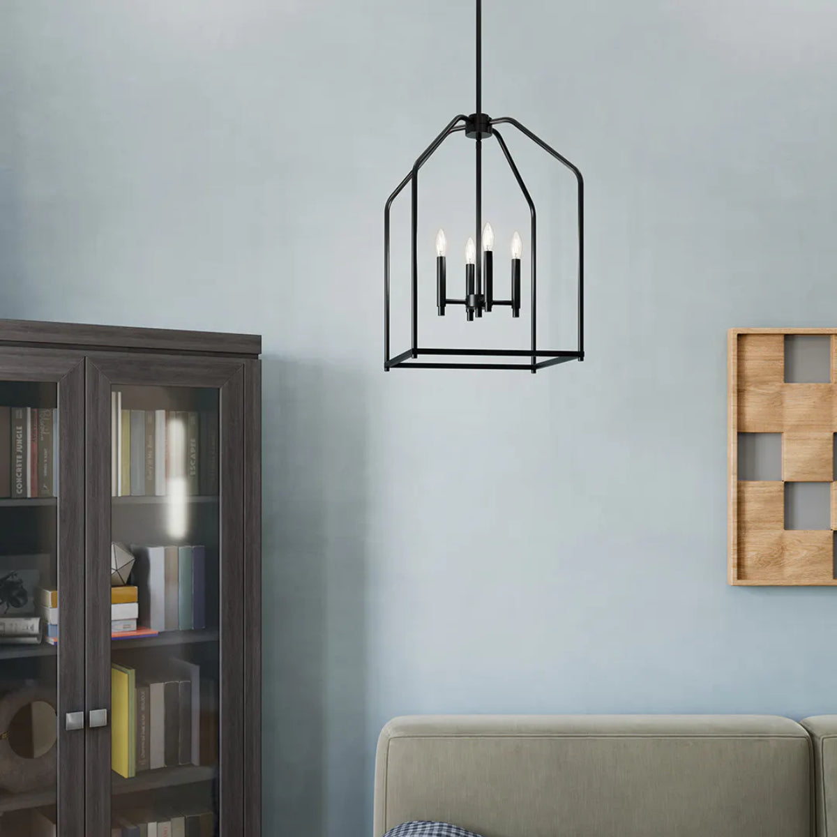 Madden 16" 4-Light Pendant Light, Black Finish - Bees Lighting